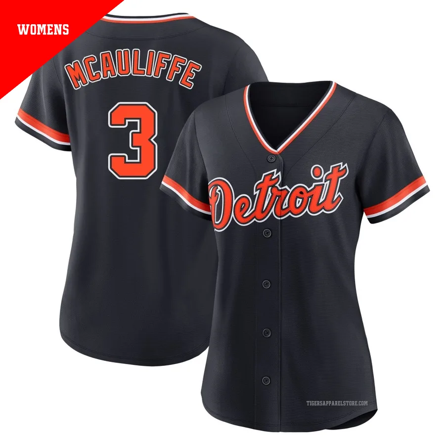 Women's Detroit Tigers Dick Mcauliffe ＃3 Navy Replica Alternate 2nd Jersey