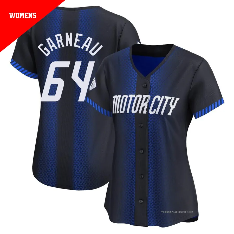 Women's Detroit Tigers Dustin Garneau ＃64 Blue Limited 2024 City Connect Jersey