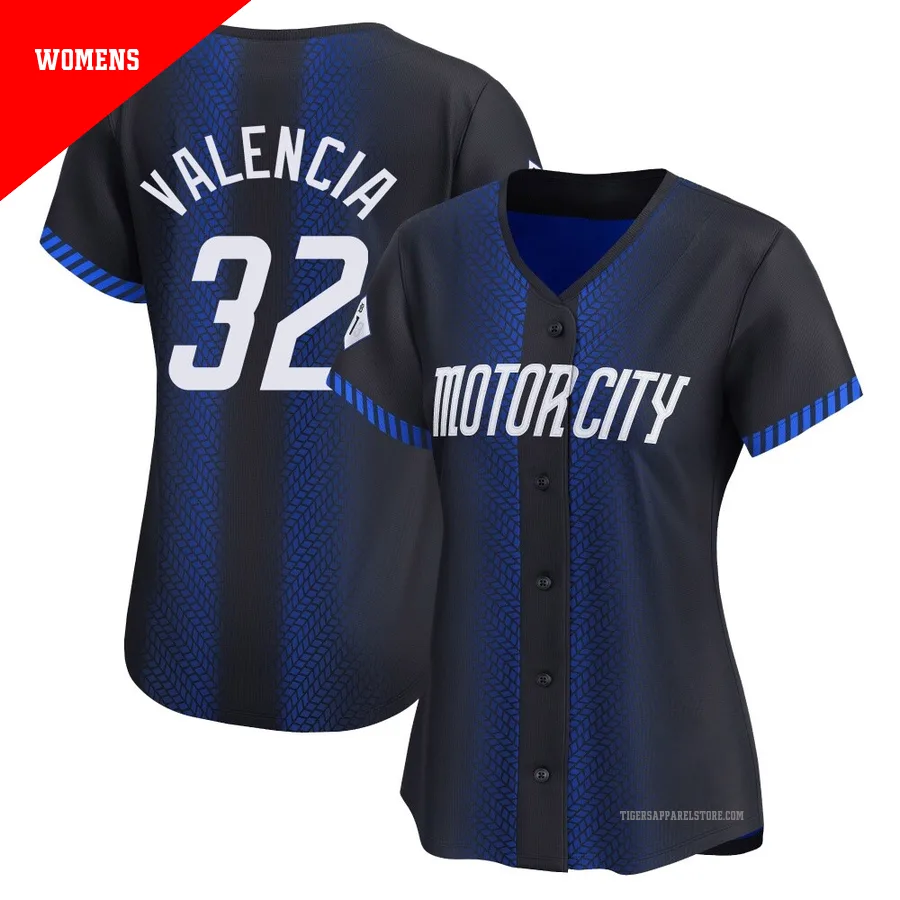 Women's Detroit Tigers Eduardo Valencia ＃32 Blue Limited 2024 City Connect Jersey