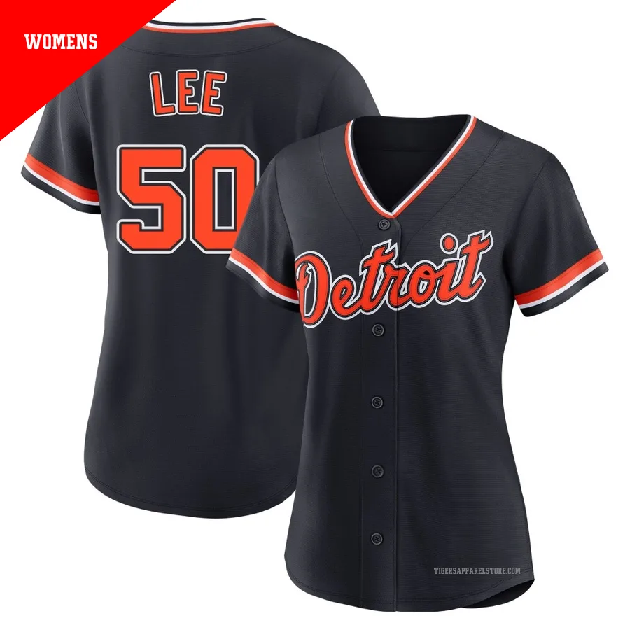 Women's Detroit Tigers Hao-Yu Lee ＃50 Navy Replica Alternate 2nd Jersey