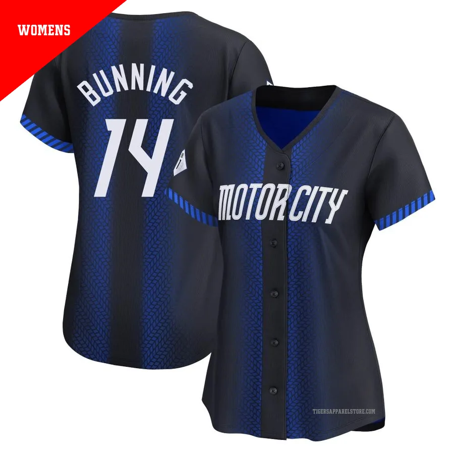 Women's Detroit Tigers Jim Bunning ＃14 Blue Limited 2024 City Connect Jersey
