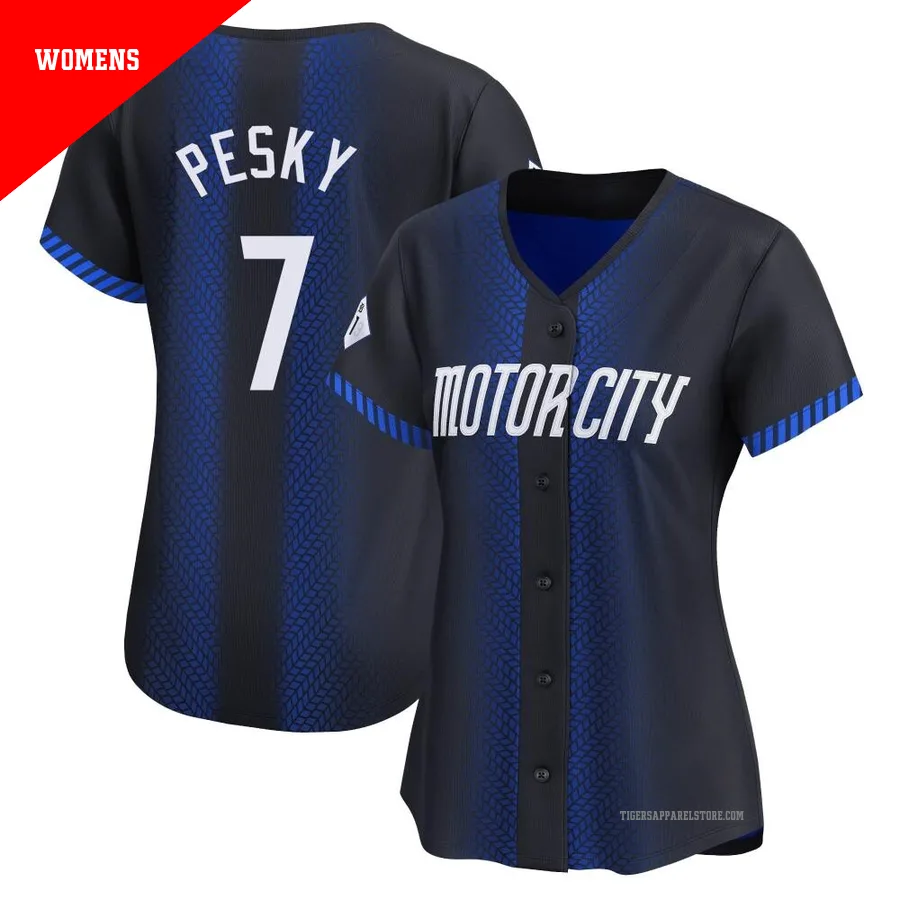 Women's Detroit Tigers Johnny Pesky ＃7 Blue Limited 2024 City Connect Jersey