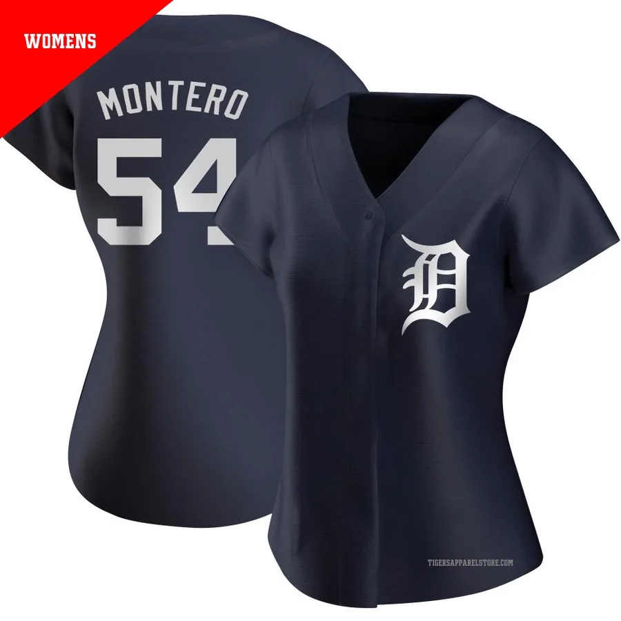 Women's Detroit Tigers Keider Montero ＃54 Navy Authentic Alternate Jersey