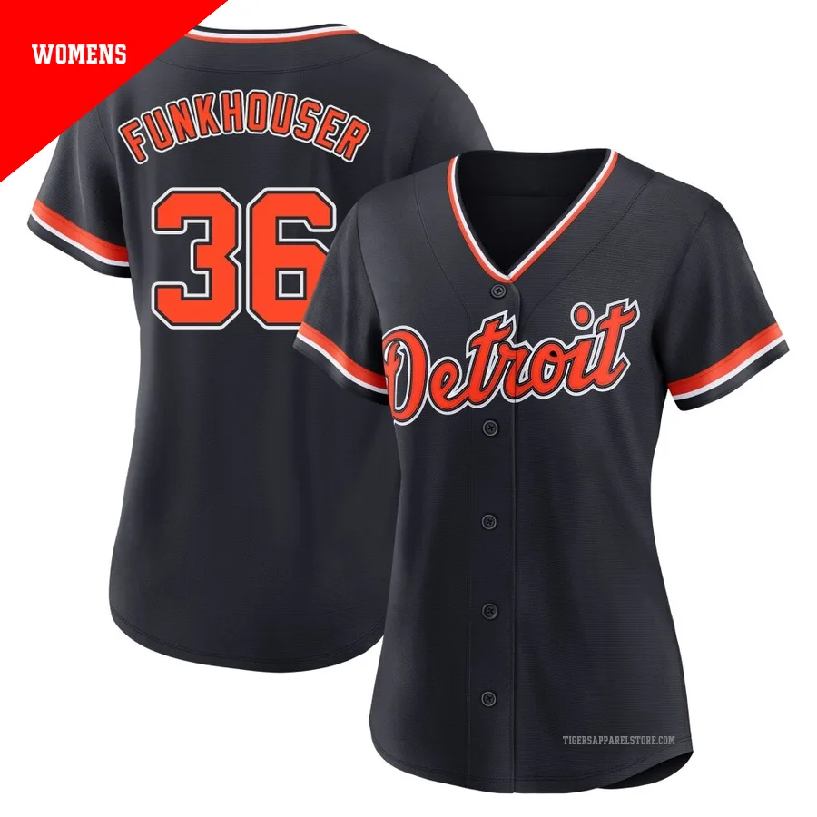 Women's Detroit Tigers Kyle Funkhouser ＃36 Navy Replica Alternate 2nd Jersey