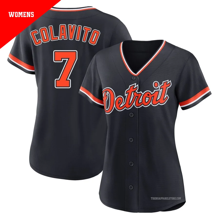 Women's Detroit Tigers Rocky Colavito ＃7 Navy Replica Alternate 2nd Jersey