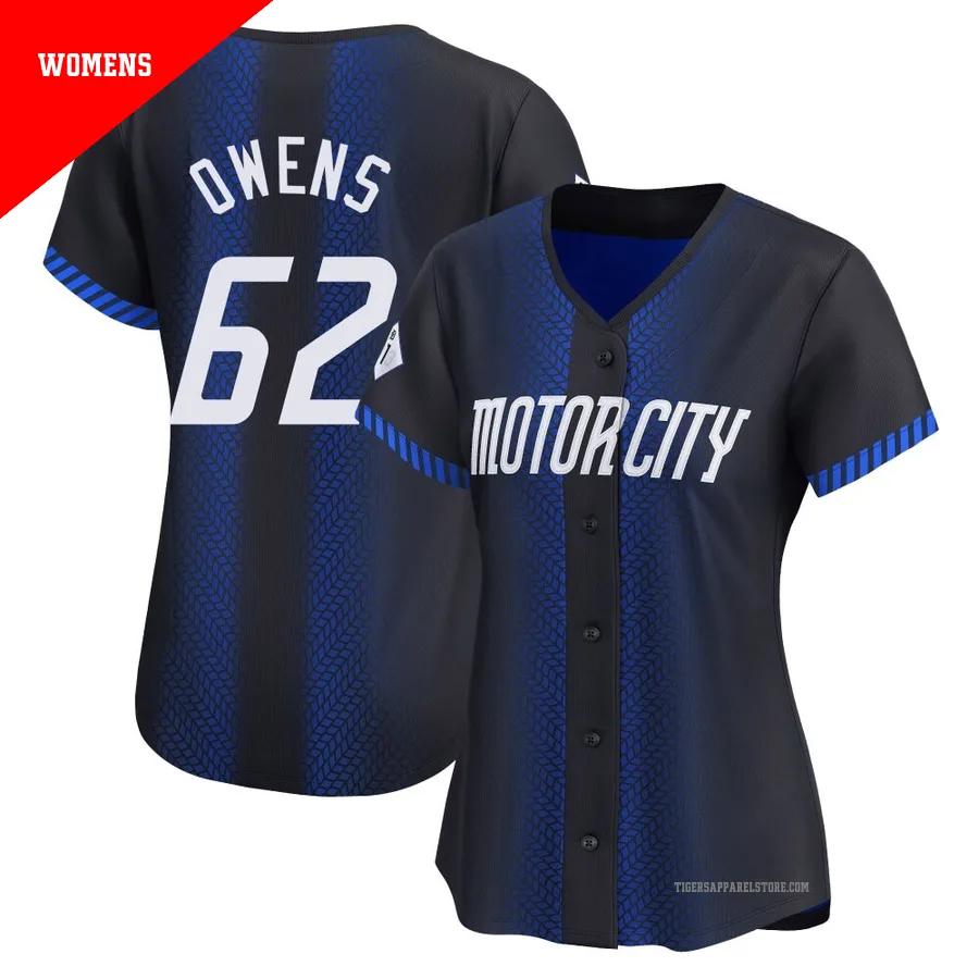 Women's Detroit Tigers Tyler Owens ＃62 Blue Limited 2024 City Connect Jersey