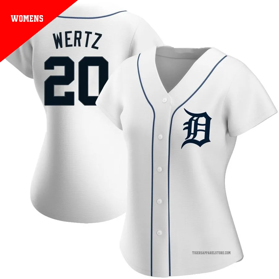 Women's Detroit Tigers Vic Wertz ＃20 White Authentic Home Jersey