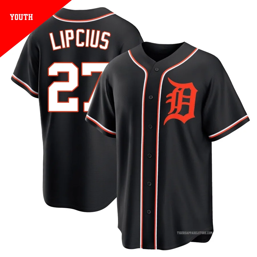 Youth Detroit Tigers Andre Lipcius ＃27 Black Replica Fashion Out Jersey