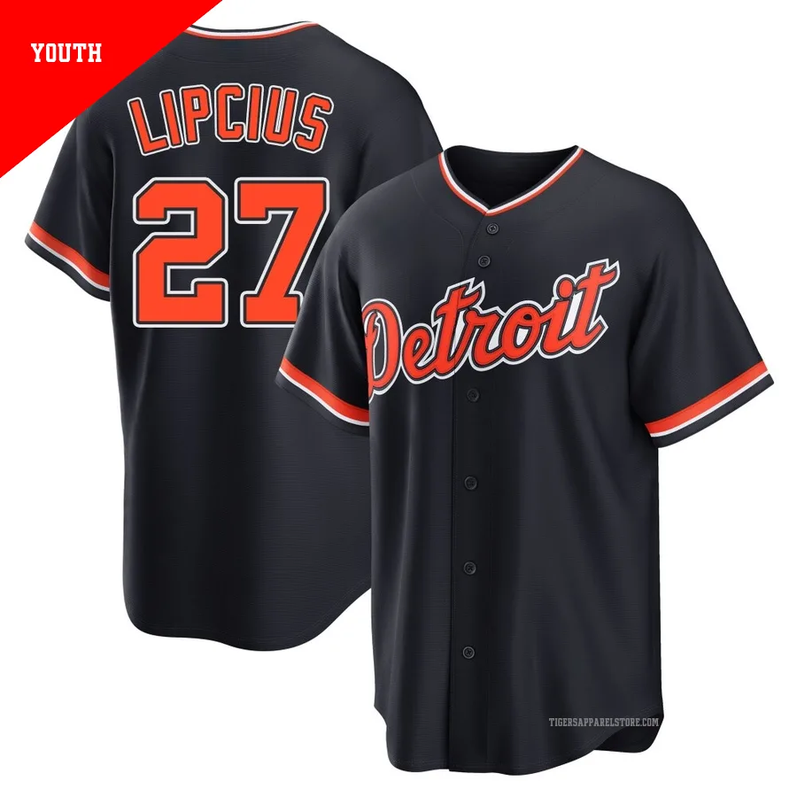 Youth Detroit Tigers Andre Lipcius ＃27 Navy Replica Alternate 2nd Jersey