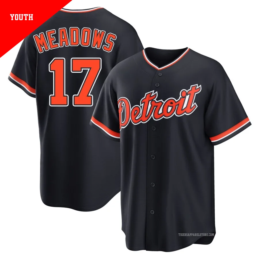 Youth Detroit Tigers Austin Meadows ＃17 Navy Replica Alternate 2nd Jersey