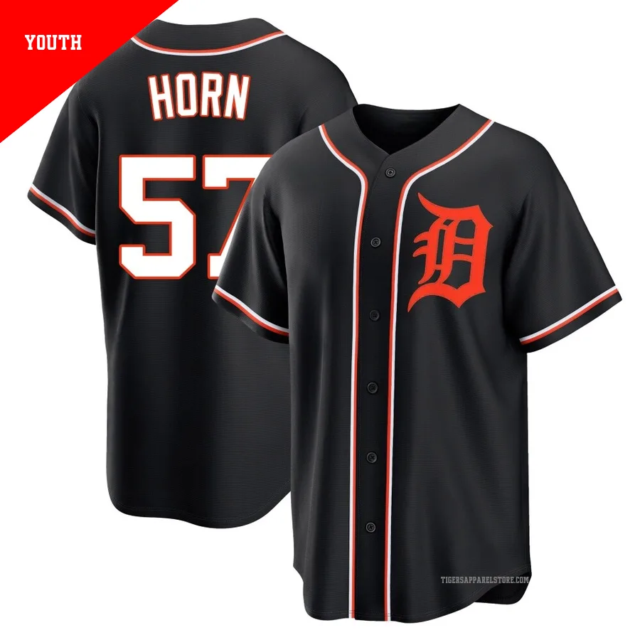 Youth Detroit Tigers Bailey Horn ＃57 Black Replica Fashion Out Jersey