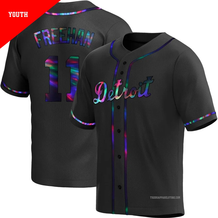 Youth Detroit Tigers Bill Freehan ＃11 Black Replica Holographic Alternate Jersey