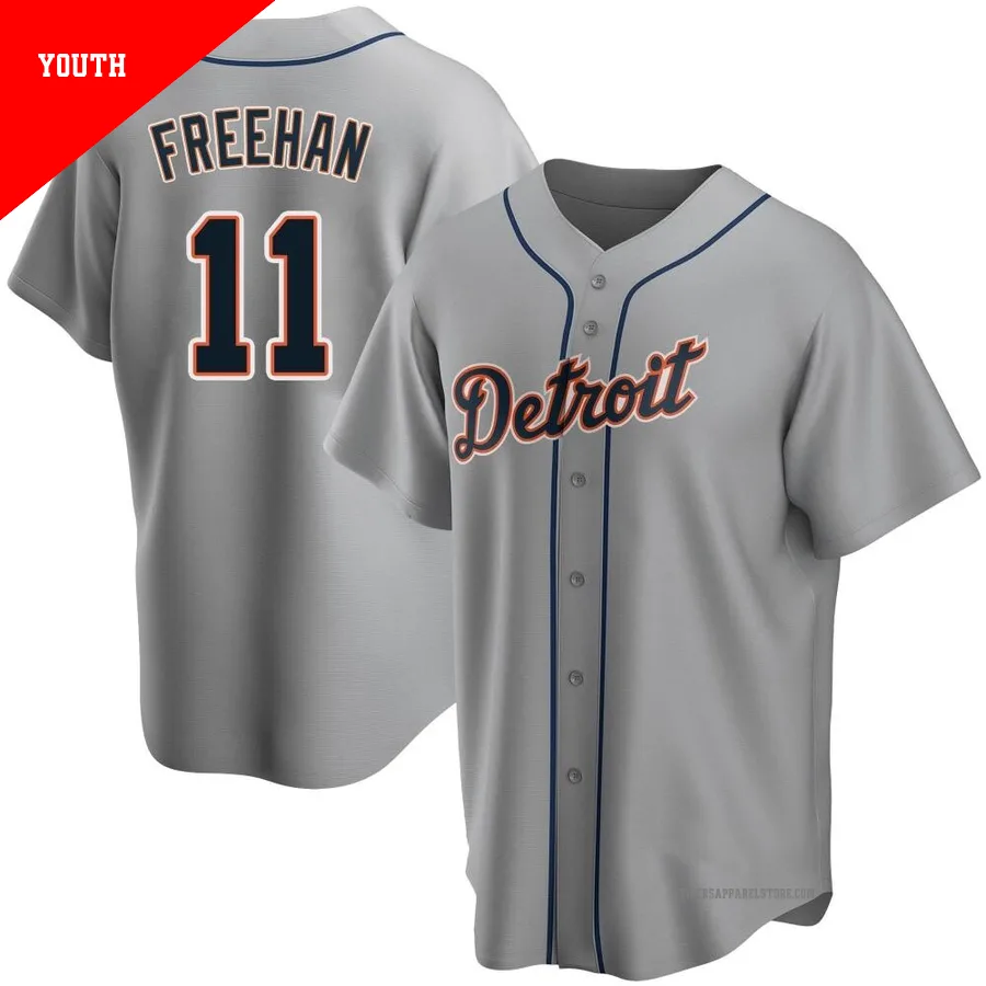 Youth Detroit Tigers Bill Freehan ＃11 Gray Replica Road Jersey