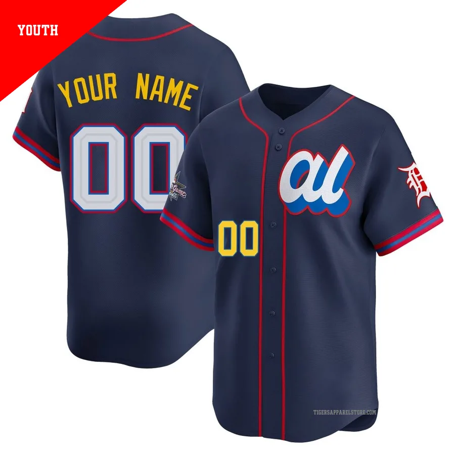 Youth Detroit Tigers Custom ＃00 Navy Limited American League 2025 All-Star Edition Jersey