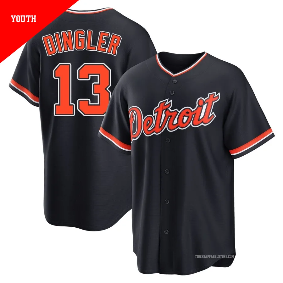 Youth Detroit Tigers Dillon Dingler ＃13 Navy Replica Alternate 2nd Jersey