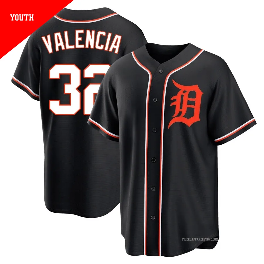 Youth Detroit Tigers Eduardo Valencia ＃32 Black Replica Fashion Out Jersey