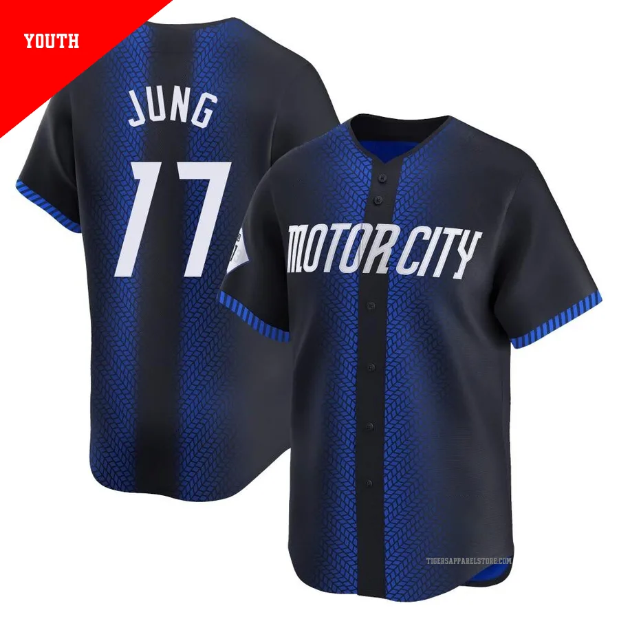 Youth Detroit Tigers Jace Jung ＃17 Blue Limited 2024 City Connect Jersey