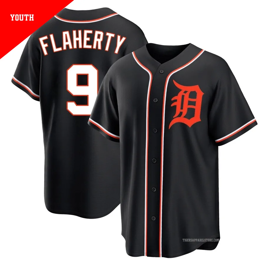 Youth Detroit Tigers Jack Flaherty ＃9 Black Replica Fashion Out Jersey