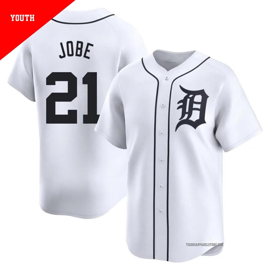 Youth Detroit Tigers Jackson Jobe ＃21 White Limited Home Jersey