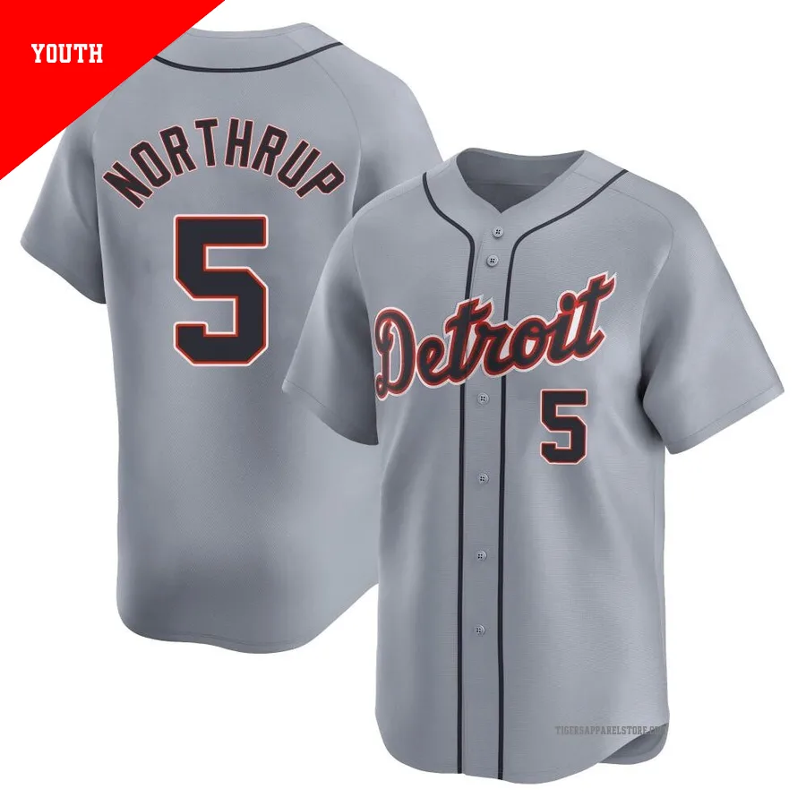 Youth Detroit Tigers Jim Northrup ＃5 Gray Limited Road Jersey