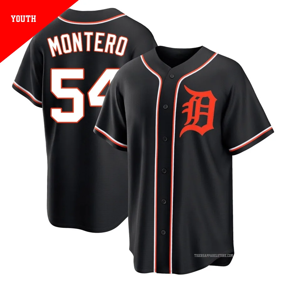 Youth Detroit Tigers Keider Montero ＃54 Black Replica Fashion Out Jersey
