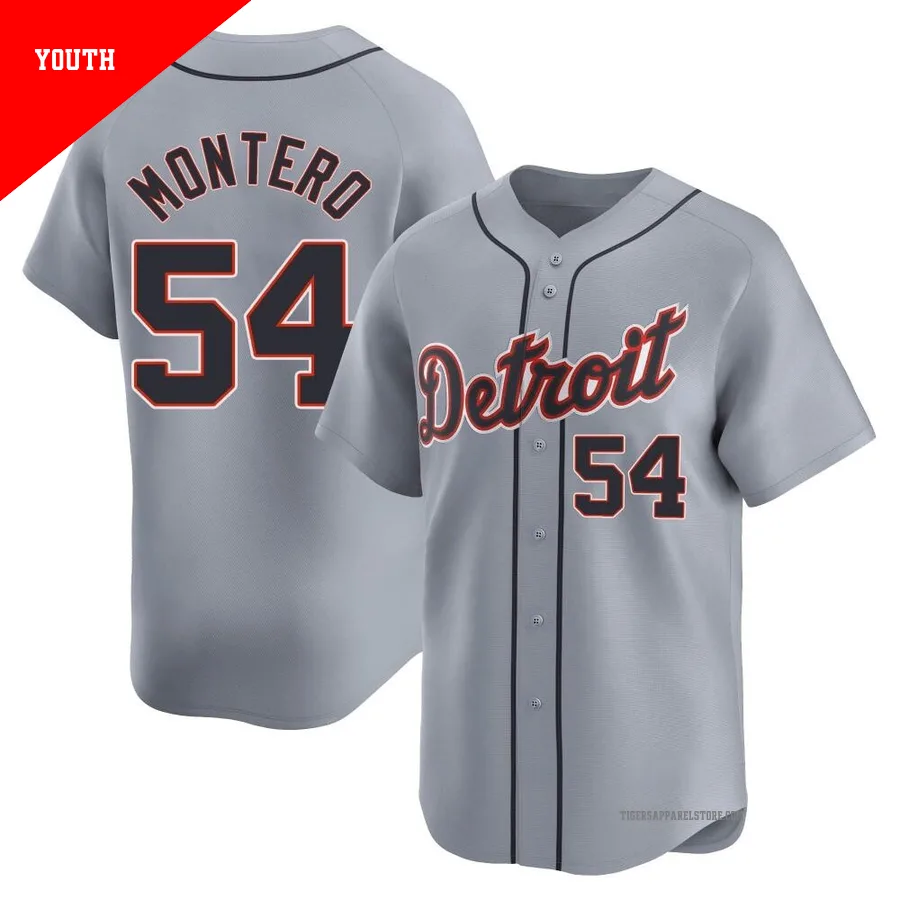 Youth Detroit Tigers Keider Montero ＃54 Gray Limited Road Jersey