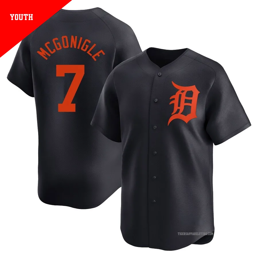 Youth Detroit Tigers Kevin McGonigle ＃7 Navy Limited Alternate Jersey