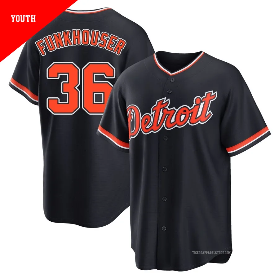 Youth Detroit Tigers Kyle Funkhouser ＃36 Navy Replica Alternate 2nd Jersey