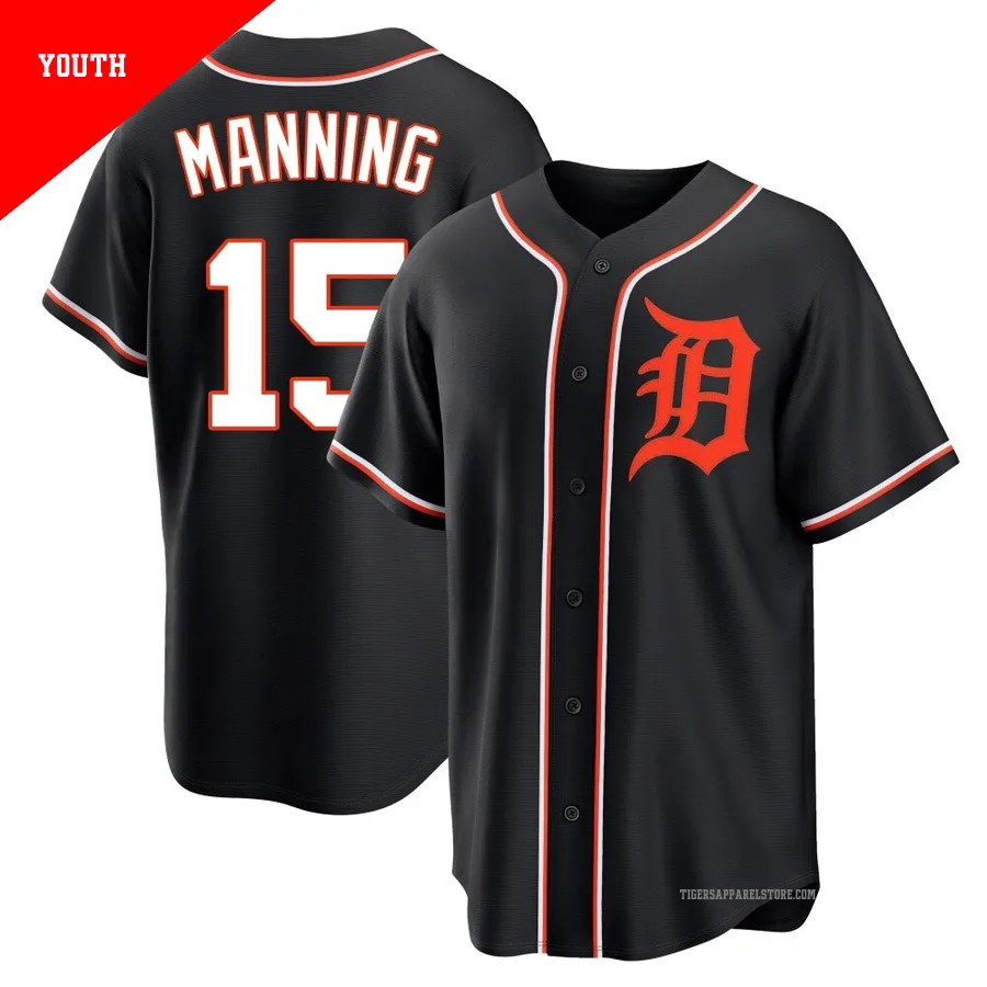Youth Detroit Tigers Matt Manning ＃15 Black Replica Fashion Out Jersey