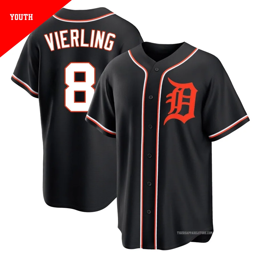 Youth Detroit Tigers Matt Vierling ＃8 Black Replica Fashion Out Jersey