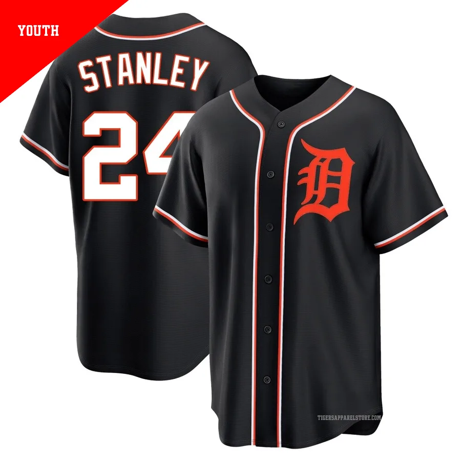 Youth Detroit Tigers Mickey Stanley ＃24 Black Replica Fashion Out Jersey