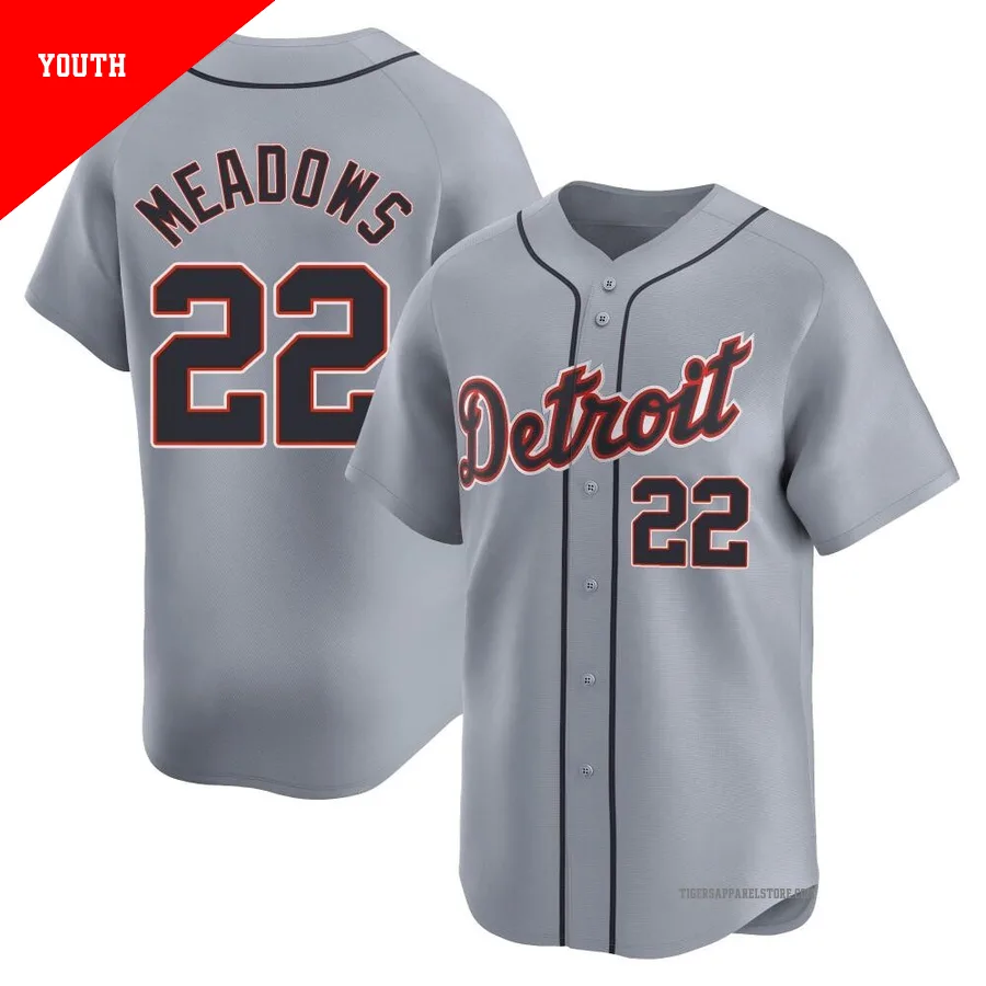Youth Detroit Tigers Parker Meadows ＃22 Gray Limited Road Jersey