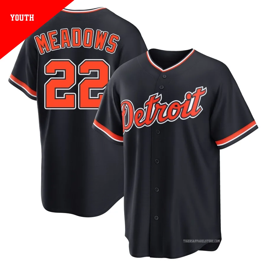 Youth Detroit Tigers Parker Meadows ＃22 Navy Replica Alternate 2nd Jersey