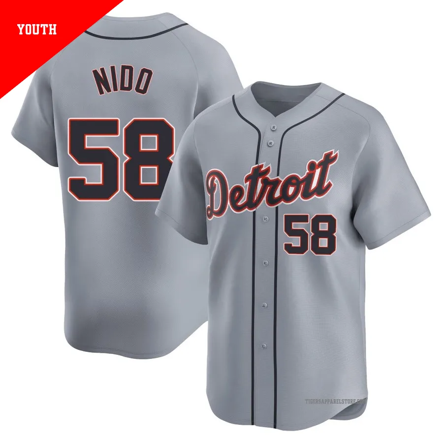 Youth Detroit Tigers Tomas Nido ＃58 Gray Limited Road Jersey