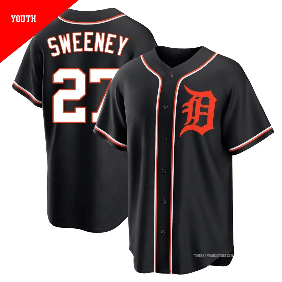 Youth Detroit Tigers Trey Sweeney ＃27 Black Replica Fashion Out Jersey