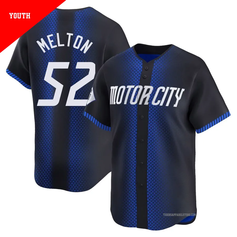 Youth Detroit Tigers Troy Melton ＃52 Blue Limited 2024 City Connect Jersey