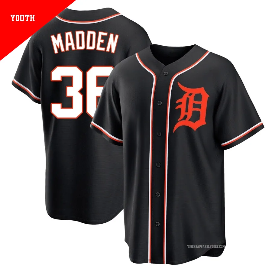 Youth Detroit Tigers Ty Madden ＃36 Black Replica Fashion Out Jersey