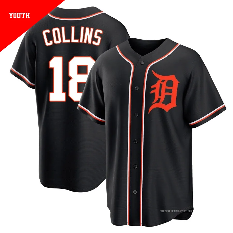Youth Detroit Tigers Tyler Collins ＃18 Black Replica Fashion Out Jersey