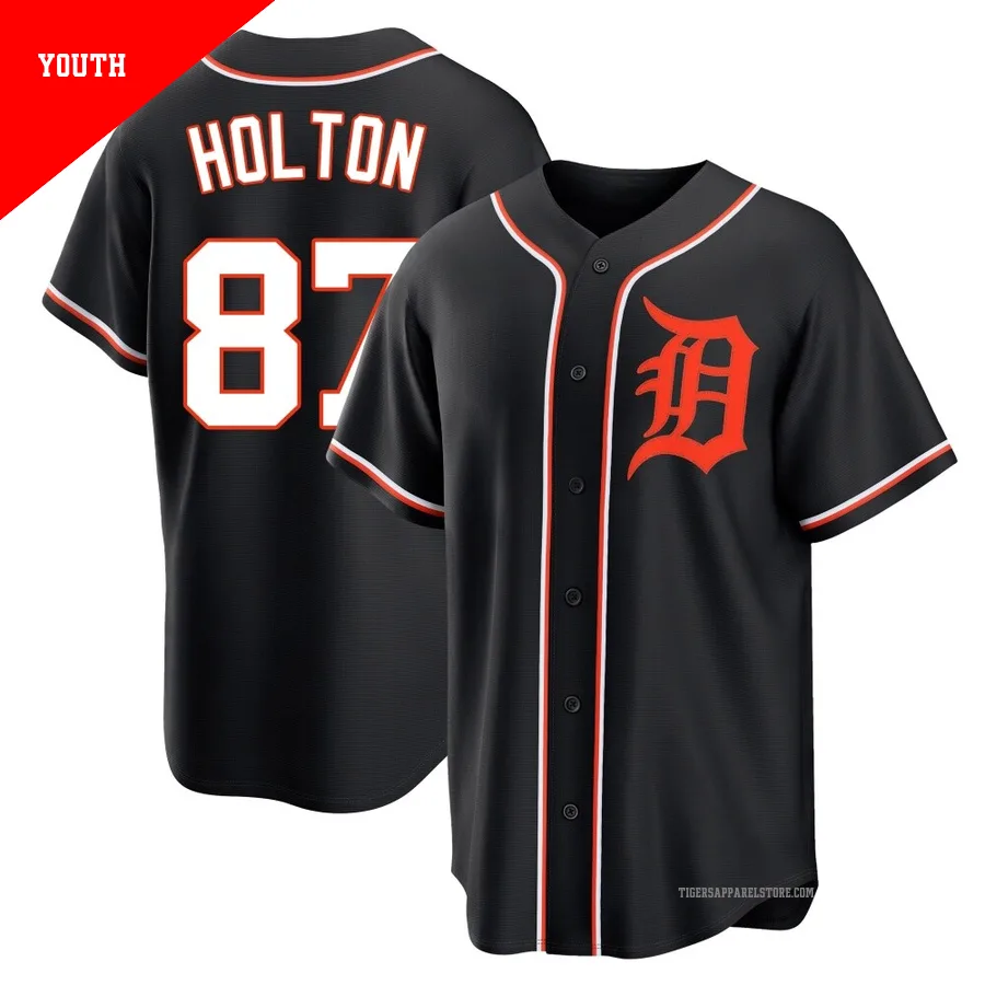 Youth Detroit Tigers Tyler Holton ＃87 Black Replica Fashion Out Jersey