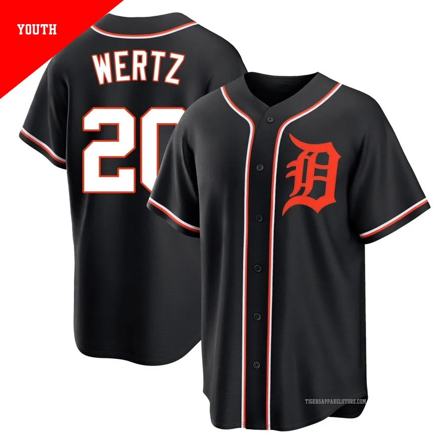 Youth Detroit Tigers Vic Wertz ＃20 Black Replica Fashion Out Jersey